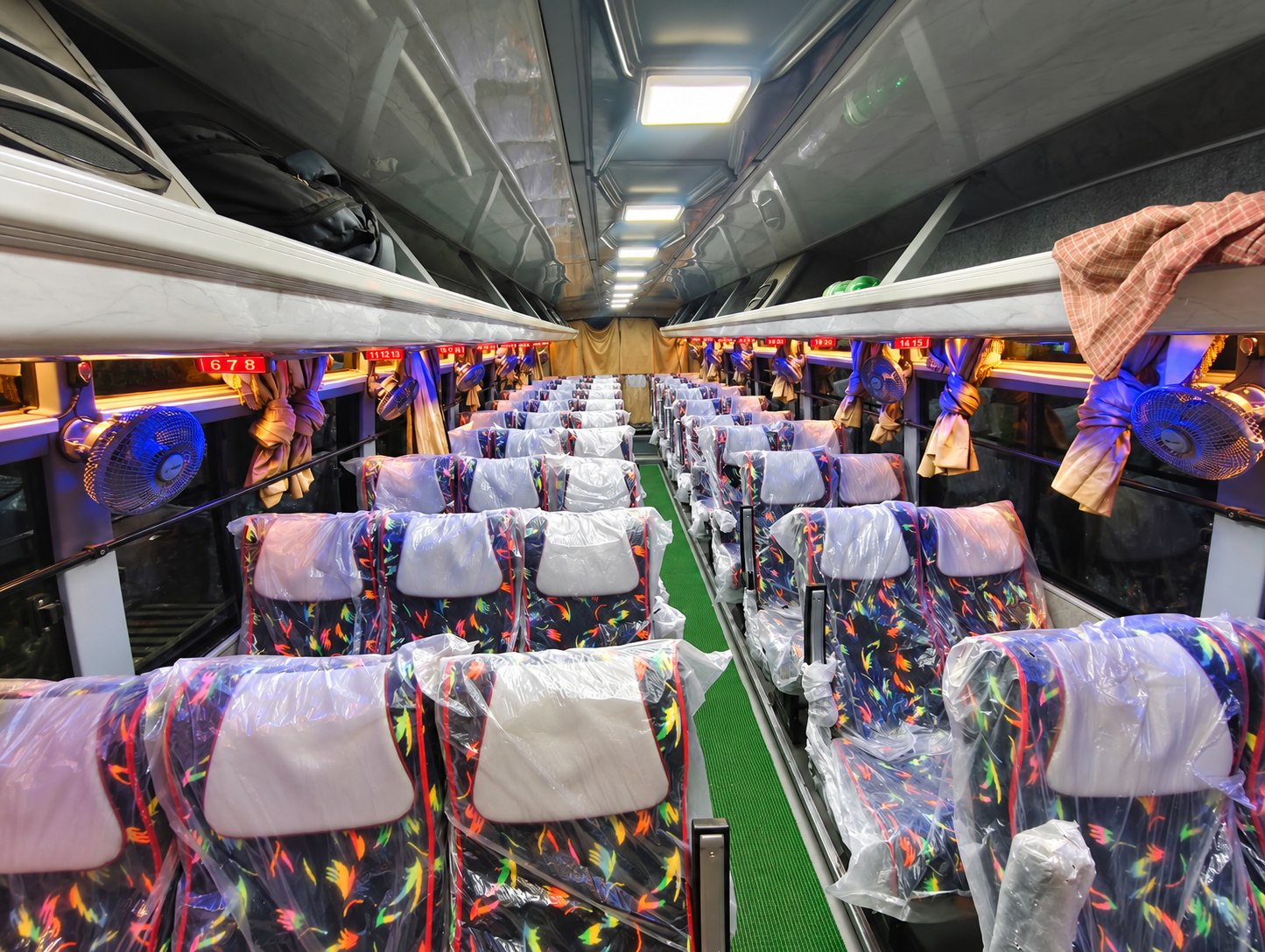 Empty passenger seats inside Pari Pallavi coach